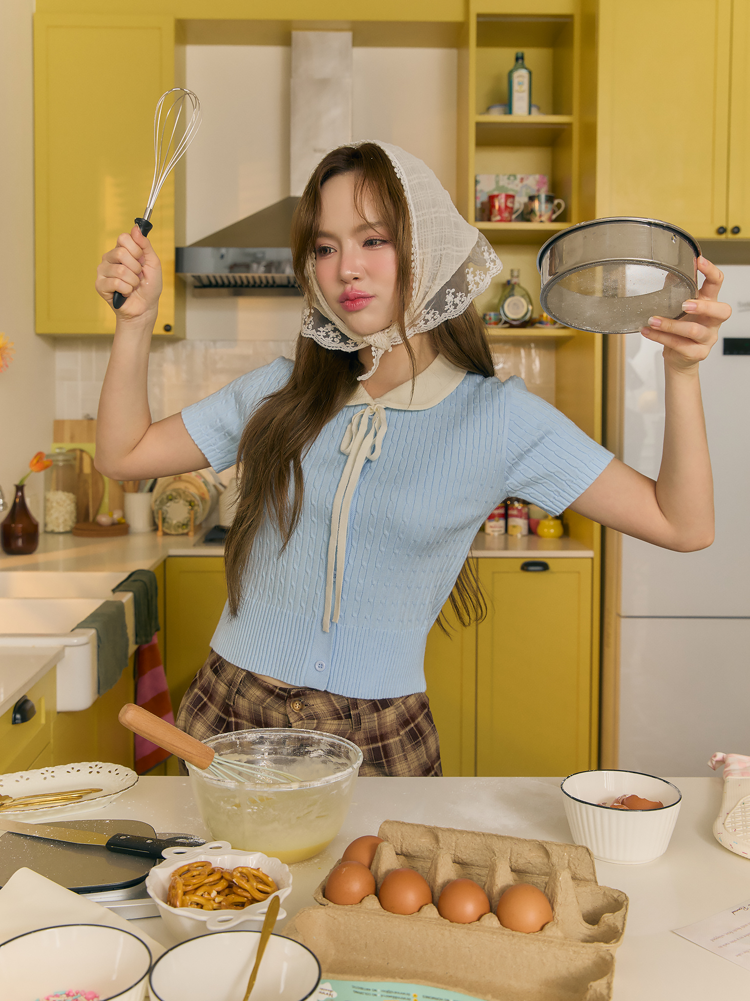 Homey knit top (Blue)