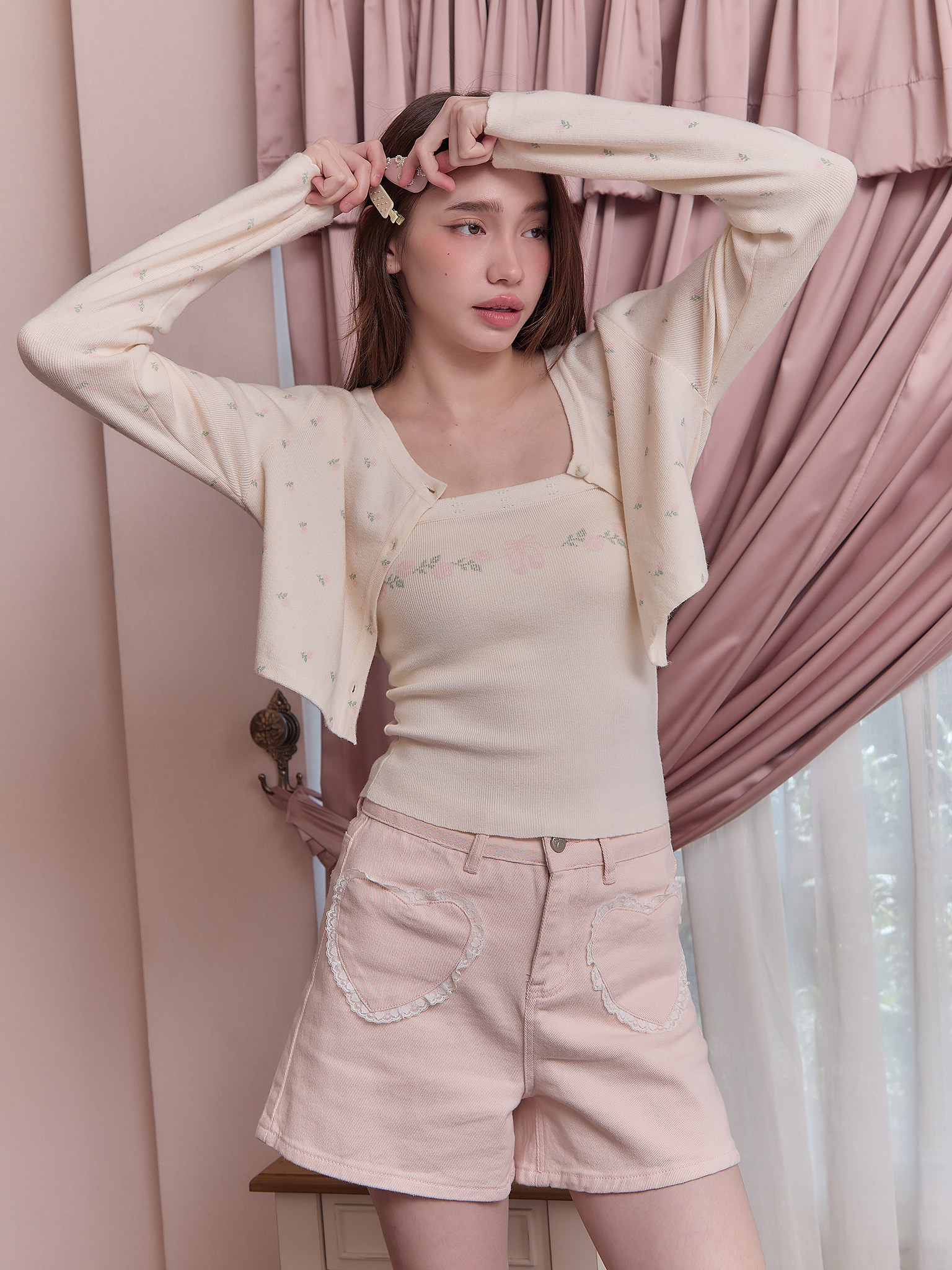 Delia top set (Cream)