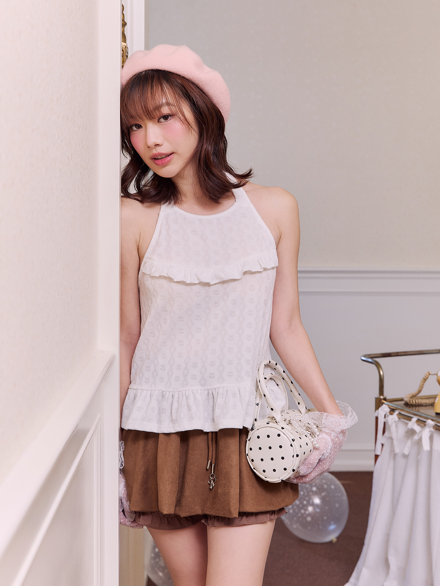 Minnie  halter top (White)