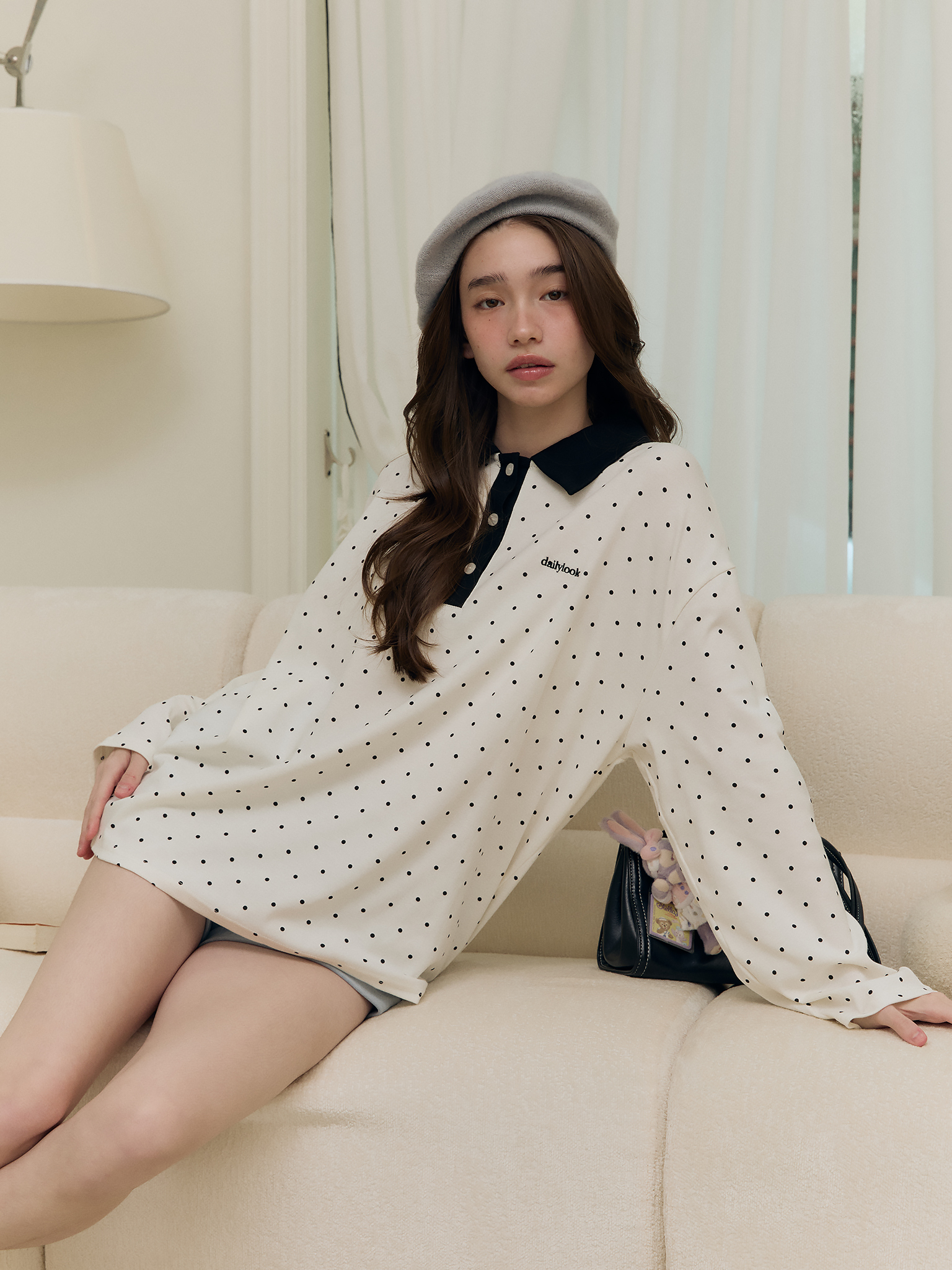 Madison polkadot polo (White polkadot)