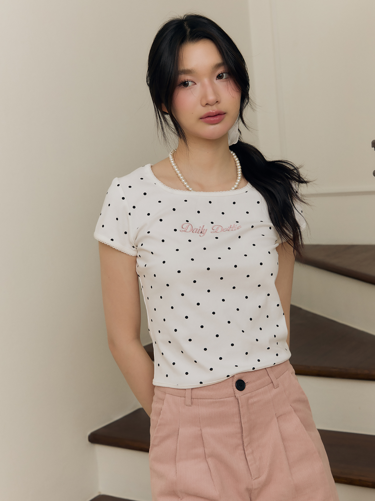 Loveless top (White polkadot)