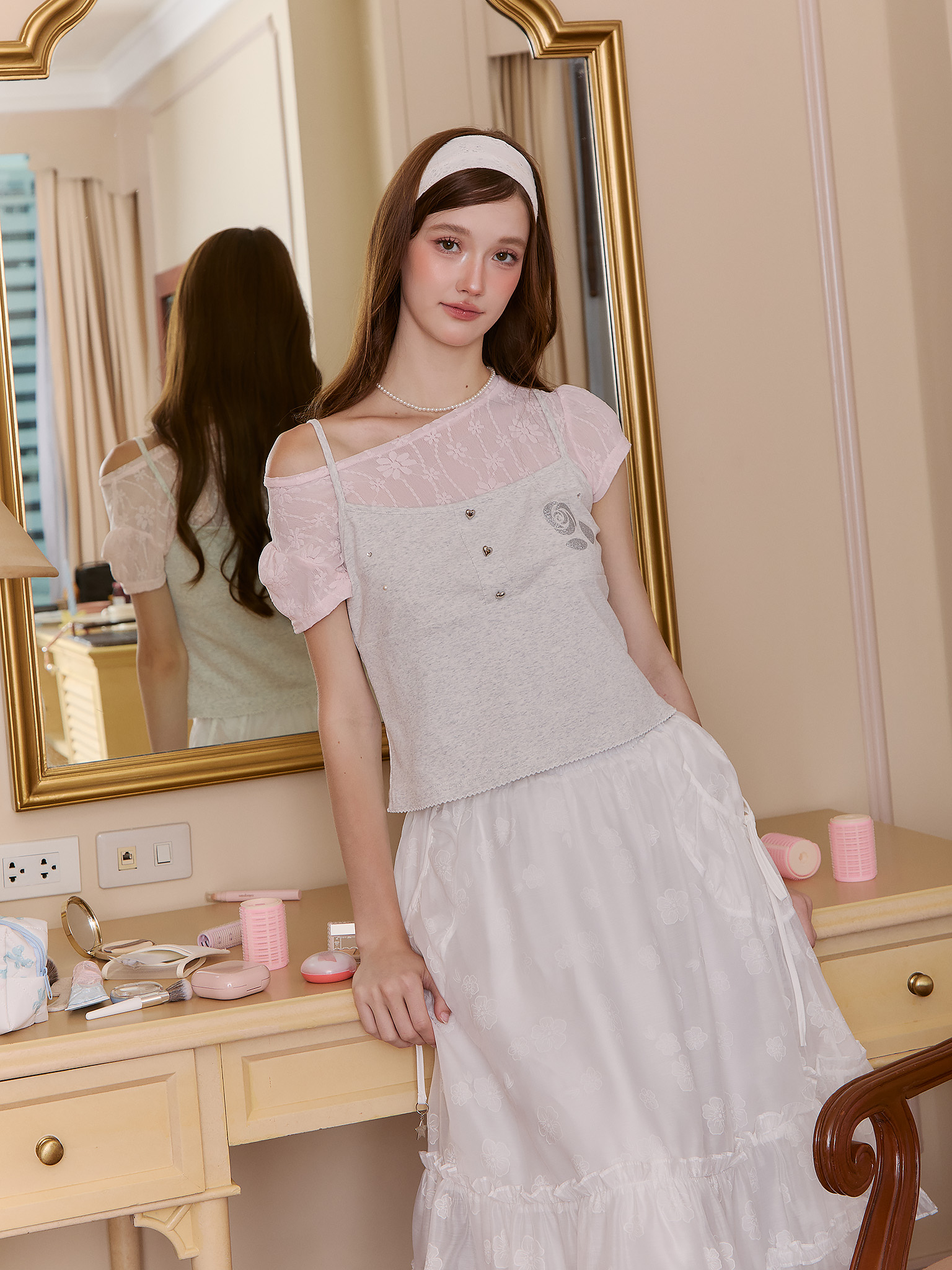 Pixie top (Pink-Grey)